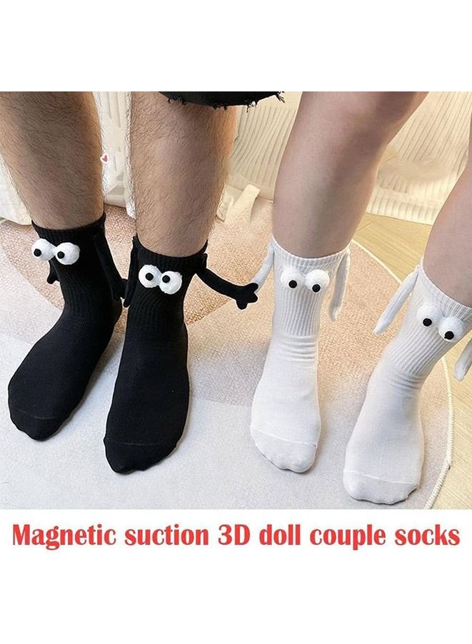 Muyixin 4 أزواج من الجوارب المغناطيسية لليدين جوارب أنبوبية متوسطة الحجم جوارب مضحكة يدا في يد - Image 2