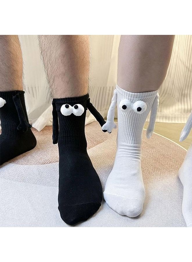 Muyixin 4 أزواج من الجوارب المغناطيسية لليدين جوارب أنبوبية متوسطة الحجم جوارب مضحكة يدا في يد - Image 3