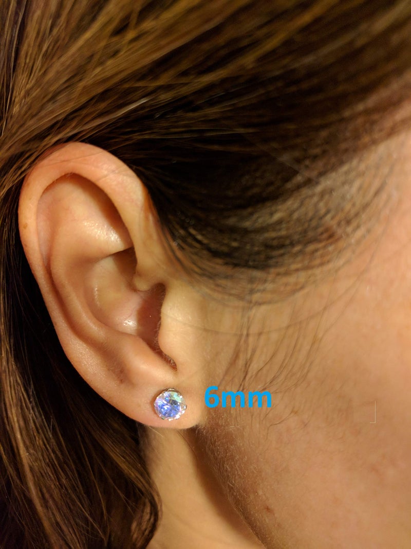 Niche-Finds 5 Pairs of Surgical Stainless Steel Aurora Borealis Crystal CZ Stud Earrings 3,4,5,6, & 7mm - Image 5