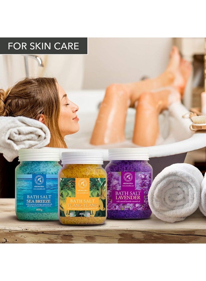 Aromatika مجموعة أملاح الاستحمام 42 أونصة لافندر نسيم البحر يلانغ يلانغ 100% زيت أساسي طبيعي للعناية بالجسم الجمال الاسترخاء سبا - Image 5