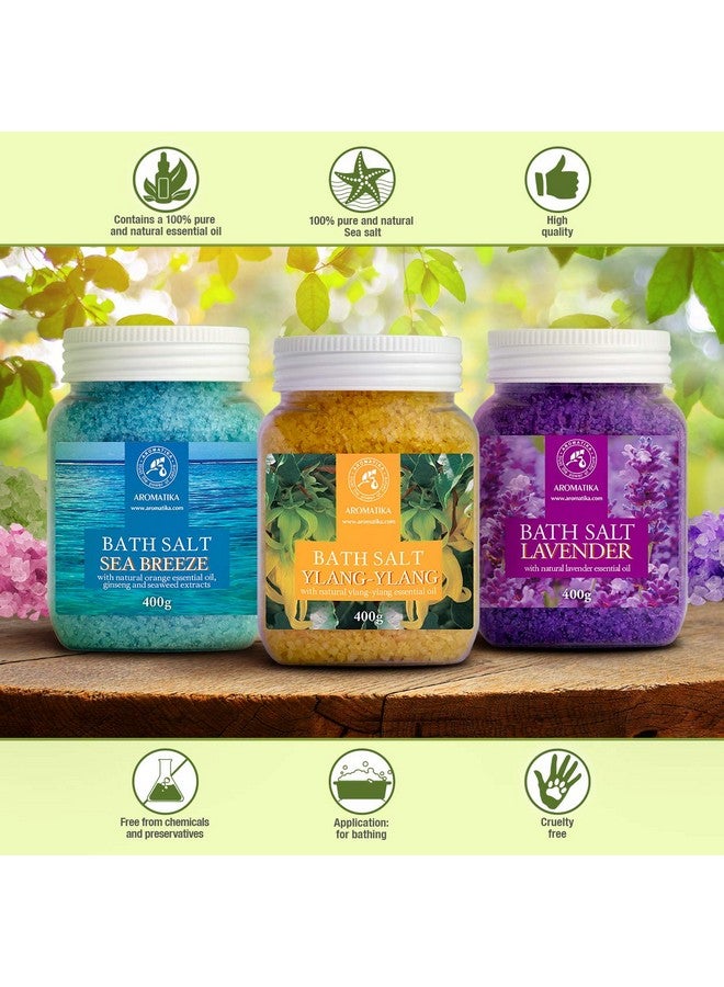 Aromatika مجموعة أملاح الاستحمام 42 أونصة لافندر نسيم البحر يلانغ يلانغ 100% زيت أساسي طبيعي للعناية بالجسم الجمال الاسترخاء سبا - Image 2