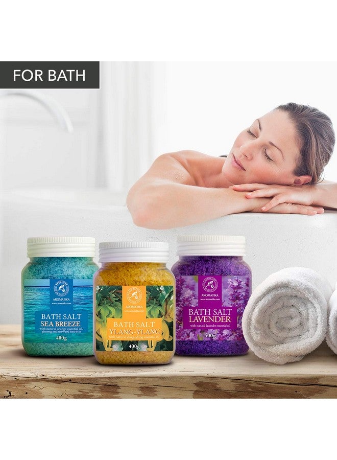 Aromatika مجموعة أملاح الاستحمام 42 أونصة لافندر نسيم البحر يلانغ يلانغ 100% زيت أساسي طبيعي للعناية بالجسم الجمال الاسترخاء سبا - Image 3