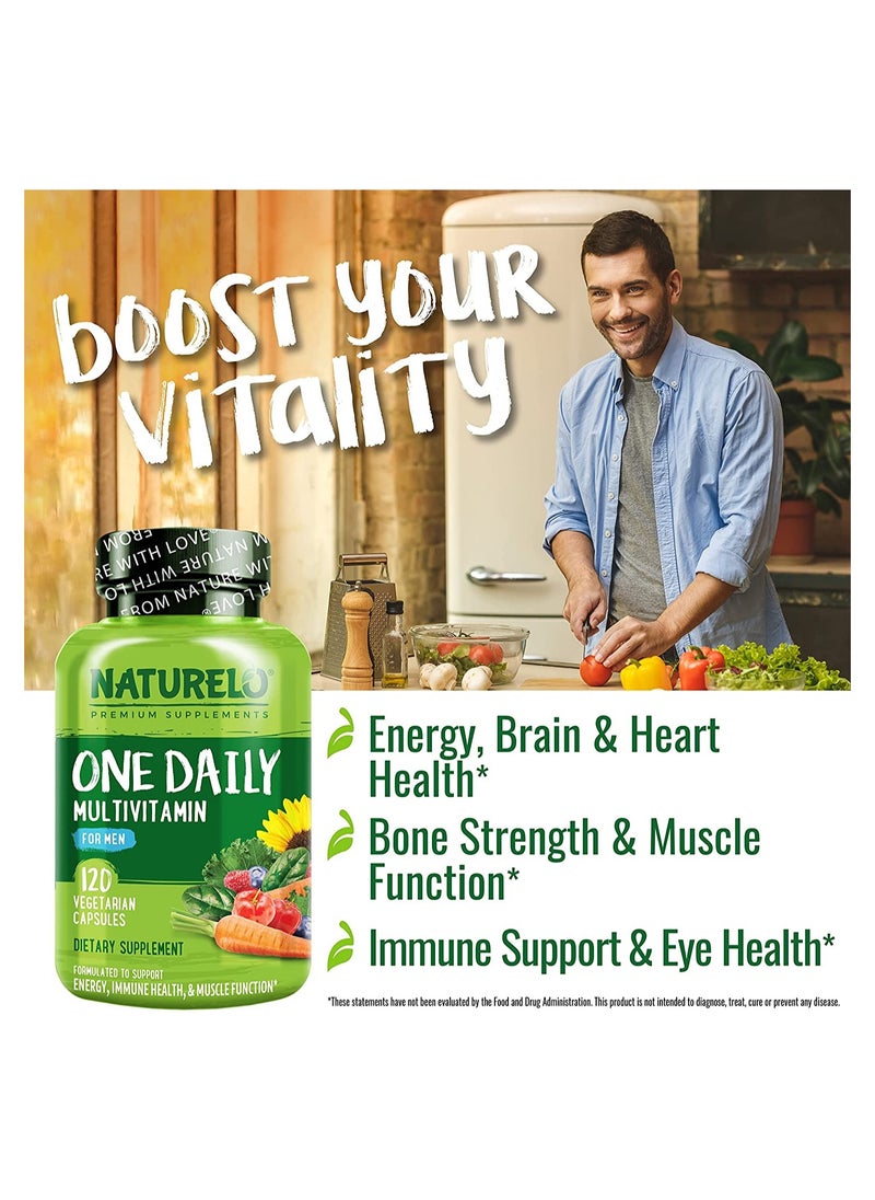 One Daily Multivitamin For Men 120 Vegetarian Capsules Formulated to support Energy, Immune Health &Muscle Function - Dietary Supplement