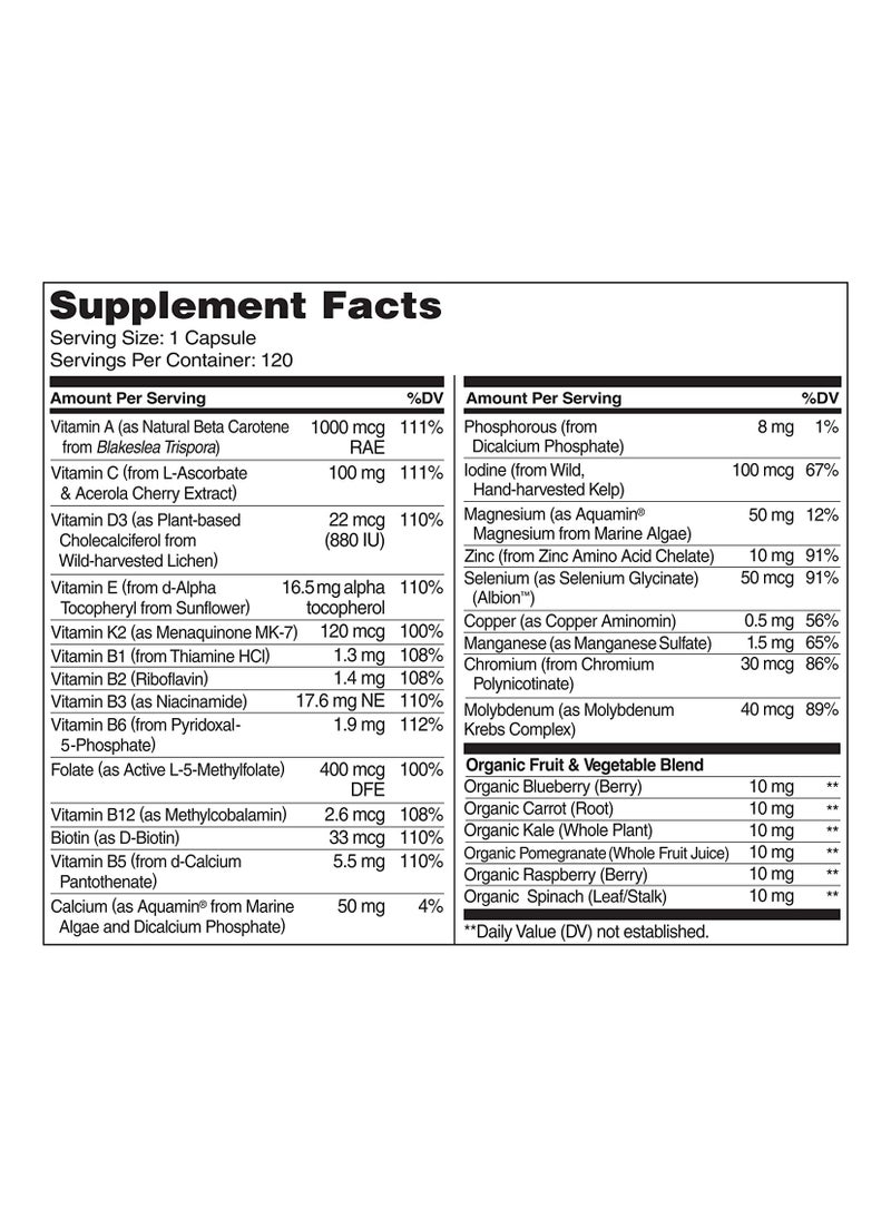 One Daily Multivitamin For Men 120 Vegetarian Capsules Formulated to support Energy, Immune Health &Muscle Function - Dietary Supplement