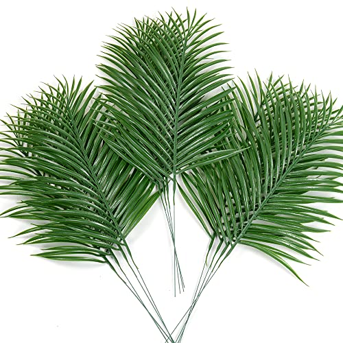 CLONG 12pcs Artificial Palm Leaves Tropical Plants Faux Fake Palm Fronds Plant Green - Image 1