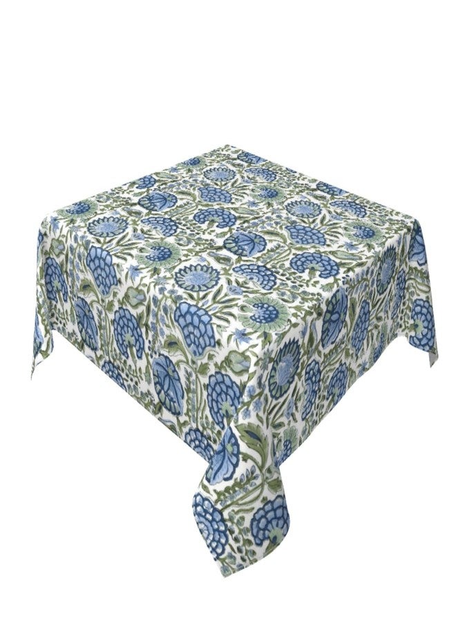 DAFENA Boho Square Tablecloth 54x54 Inch Blue Green Vintage Floral Table Cloth Chinoiserie Flower Spring Summer Table Covers Polyester Indoor Outdoor Farmhouse Tablecloths for Kitchen Dining Party - Image 2