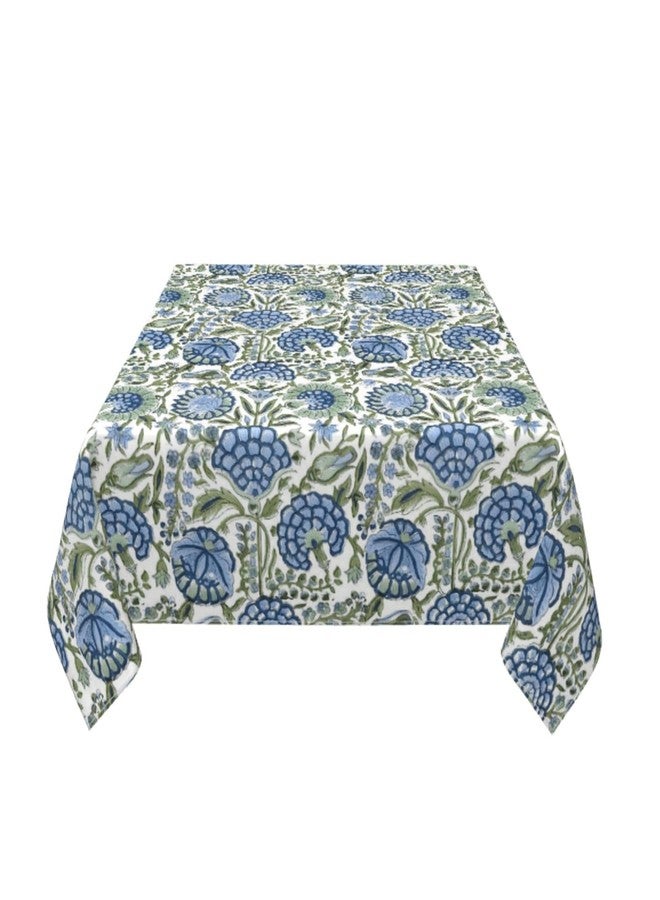 DAFENA Boho Square Tablecloth 54x54 Inch Blue Green Vintage Floral Table Cloth Chinoiserie Flower Spring Summer Table Covers Polyester Indoor Outdoor Farmhouse Tablecloths for Kitchen Dining Party - Image 3