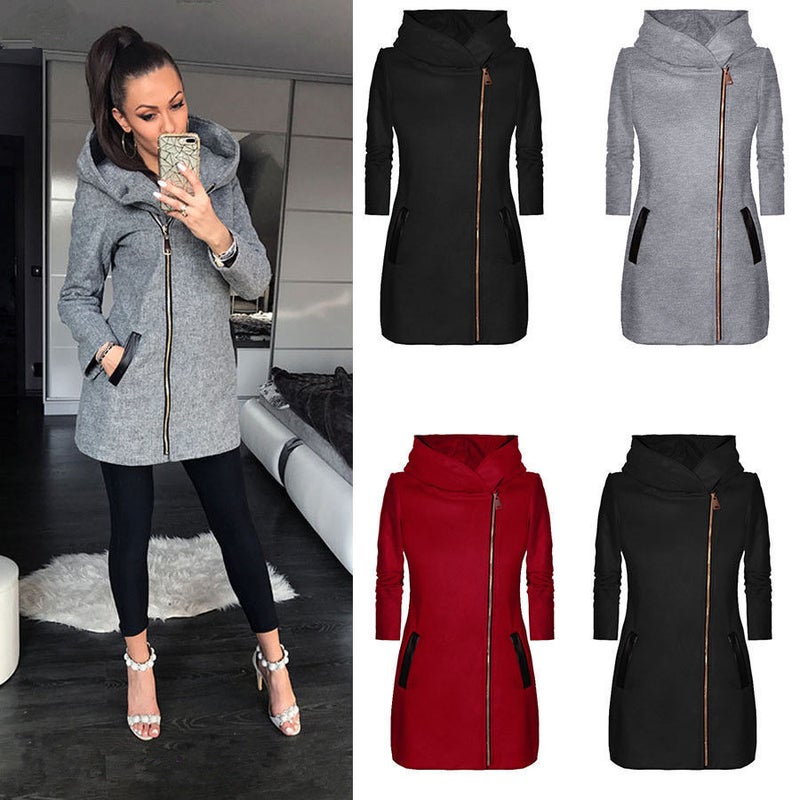 2020 Autumn and Winter wish New AliExpress fashion side zipper plus velvet coat hooded jacket vests factory spot Red  - Image 2