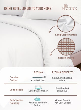 Pure Combed Cotton GCC King Duvet Cover 220x240 cm White, 400 Thread Count Cool Breathable 100% Long Staple Cotton Sateen Weave Quilt Cover with 2 Pillowcases (White Bedding Set) - view 2