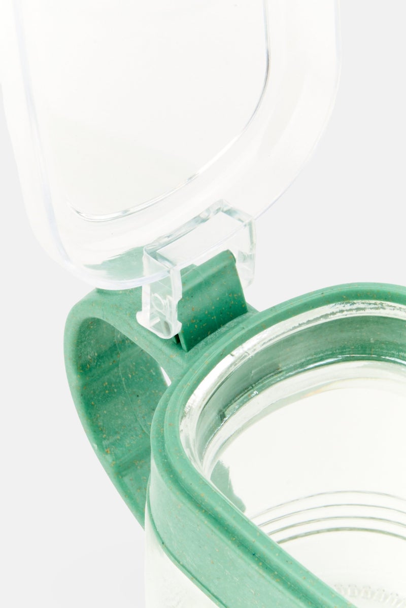 Alta 3 Pcs Wheat Fiber Glass Seasoning Jar Set With Tray, Green - Image 4