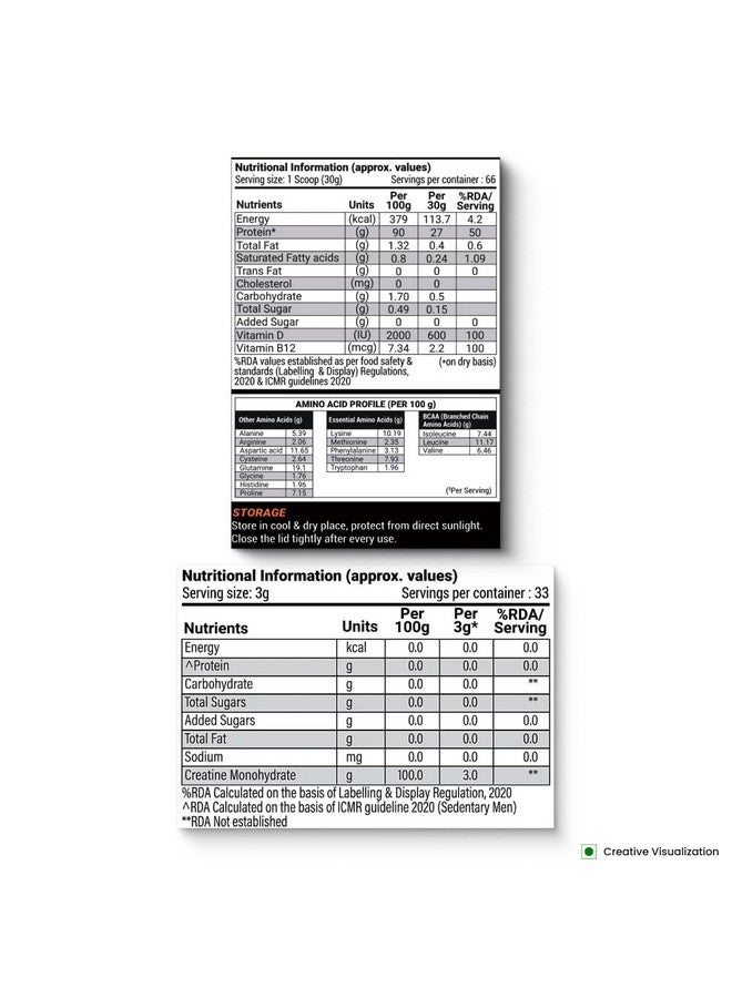 NUTRELA Combo Sports Isoveda Chocolate 1 Kg & Creatine Monohydrate 100 G.,Powder,2 Count,33 Servings - Image 2