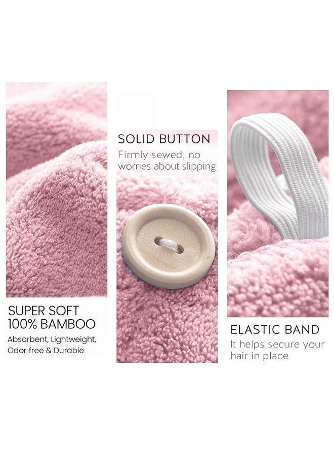 Mush - Mush Bamboo Hair Towel Wrap | Absorbent Towel Hair-Drying | Hair Care Combo | Super Quick-Drying| Adjustable Buttons to Wrap Around Hair 500 GSM (Baby Pink) - Image 1