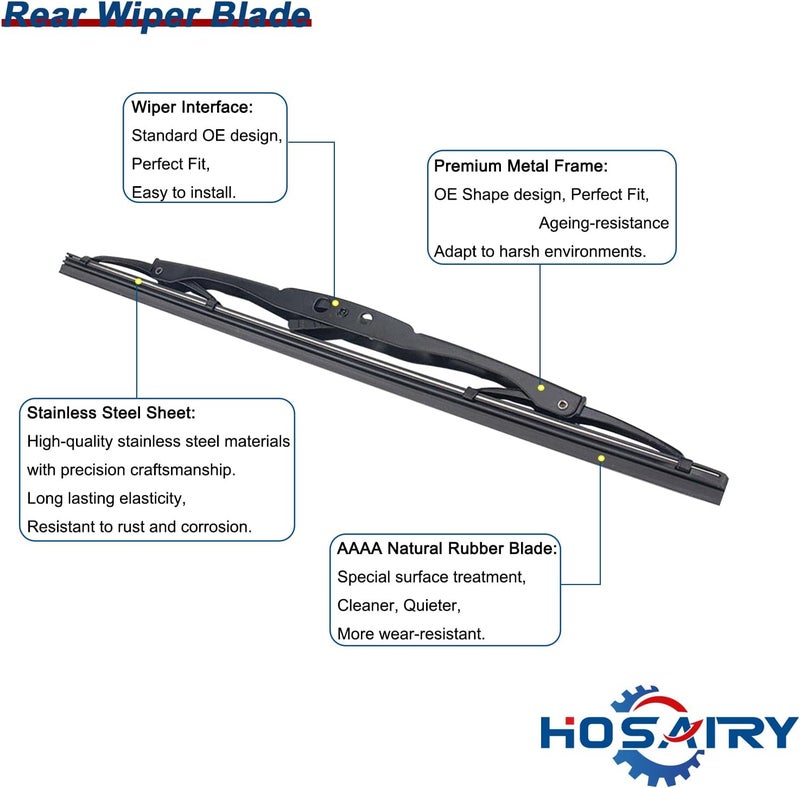 HOSAIRY Rear Wiper Arm Blade Set for Buick Envision, GMC Terrain, Chevy Blazer, Bolt EV, Equinox - Image 4