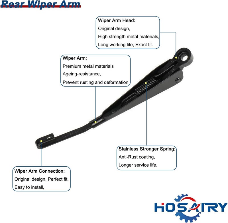 HOSAIRY Rear Wiper Arm Blade Set for Buick Envision, GMC Terrain, Chevy Blazer, Bolt EV, Equinox - Image 3