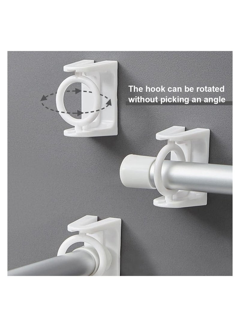 SYOSI 8 Pcs 360° Rotating Ring Curtain Rod Brackets No Drilling Self Adhesive Tension Rod Curtain Rod Holders Curtain Rod Hooks Hangers  - Image 4