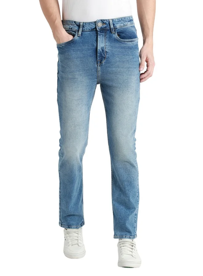 دينيس لينغو Men's Straight Fit Light Blue Cotton Jeans - Classic Denim Look