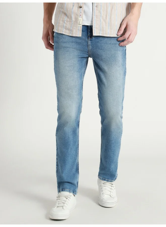 دينيس لينغو Men's Straight Fit Light Blue Cotton Jeans - Classic Denim Look