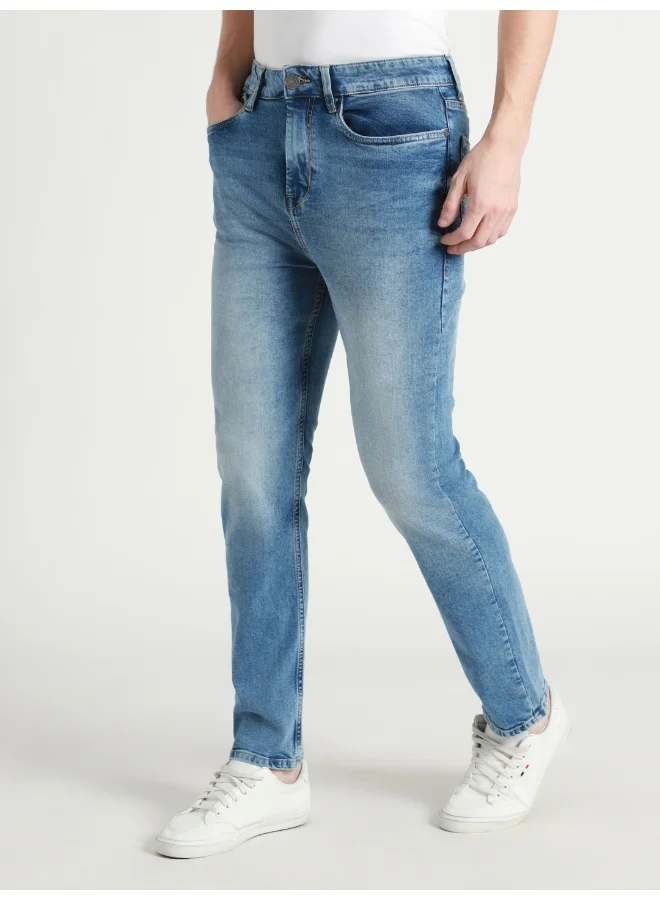 دينيس لينغو Men's Straight Fit Light Blue Cotton Jeans - Classic Denim Look