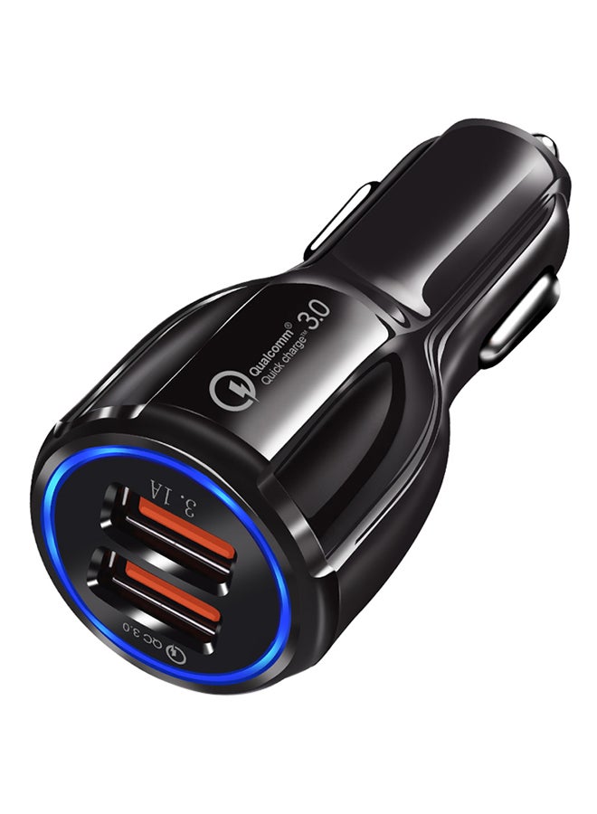 شاحن سيارة سريع بمنفذيْ USB أسود - Image 1