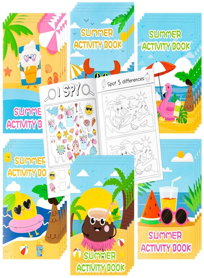 ANGOLIO 24Pcs Summer Beach Coloring Books Summer Patry Drawing Book Bulk Including Lemon Coconut Flamingo Beach Pool Summer Patterns for Classroom Rewards Activity Supplies for Goodie Bag Filler - Image 1