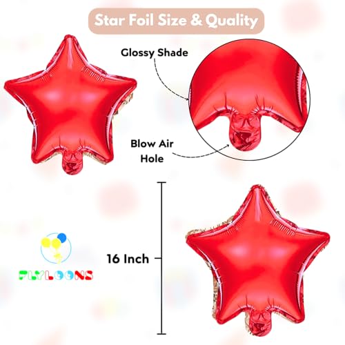 Flyloons 4th Car Theme Decoration for Birthday Red Black 4 year Baby Boys Girls Kids 5 Pcs Lightning Macqueen Theme 30 Pcs Metallic Balloons Decoration Kit Set Items 2 Pcs Red Star - Image 3