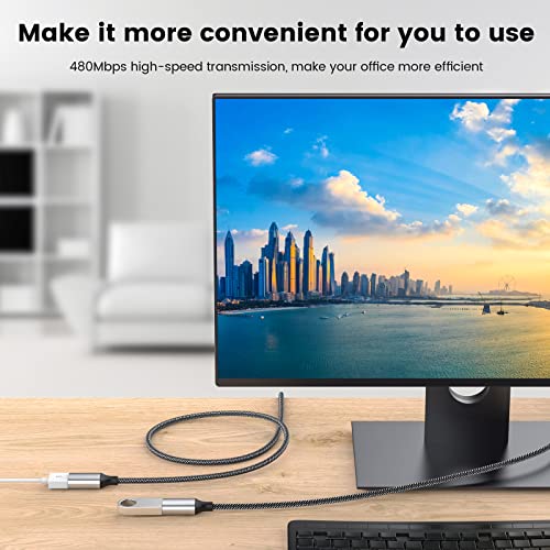 MOGOOD USB Extension Cable,USB A Male to 2 Female Extension Cord Durable USB Splitter Cable Nylon Braided Fast Data Transfer Compatible with Printer, USB Keyboard, Flash Drive, Hard Drive, PlayStation - Image 2