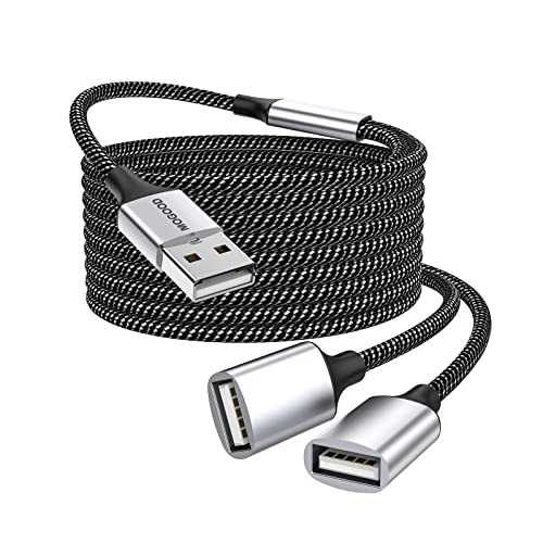 MOGOOD USB Extension Cable,USB A Male to 2 Female Extension Cord Durable USB Splitter Cable Nylon Braided Fast Data Transfer Compatible with Printer, USB Keyboard, Flash Drive, Hard Drive, PlayStation - Image 1