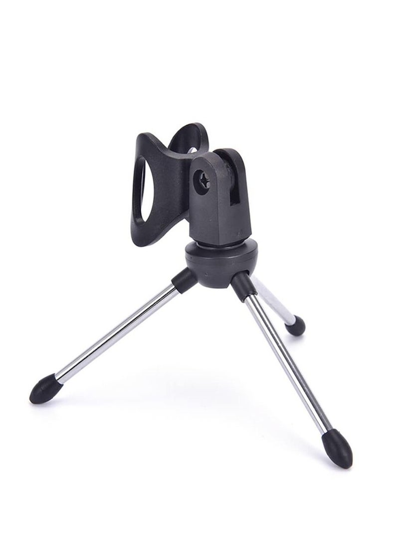 Black Desktop Microphone Stand Table Plastic Mini Mic Clip Tripod Holder  - Image 3
