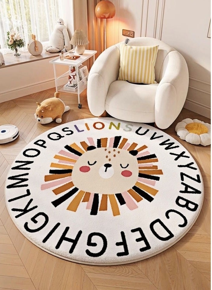 سجادة أطفال دائرية برسومات كرتونية، قابلة للغسل، سجادة زحف للأولاد والبنات، سجادة دائرية لطيفة، مناسبة لغرف الأطفال وغرف النوم وغرف اللعب، مضادة للانزلاق، قابلة للغسل، سجادة أرضية دائرية تعليمية لتزيين المنزل. مصنوعة من الكشمير الصناعي الناعم، (100*100 سم). - Image 1