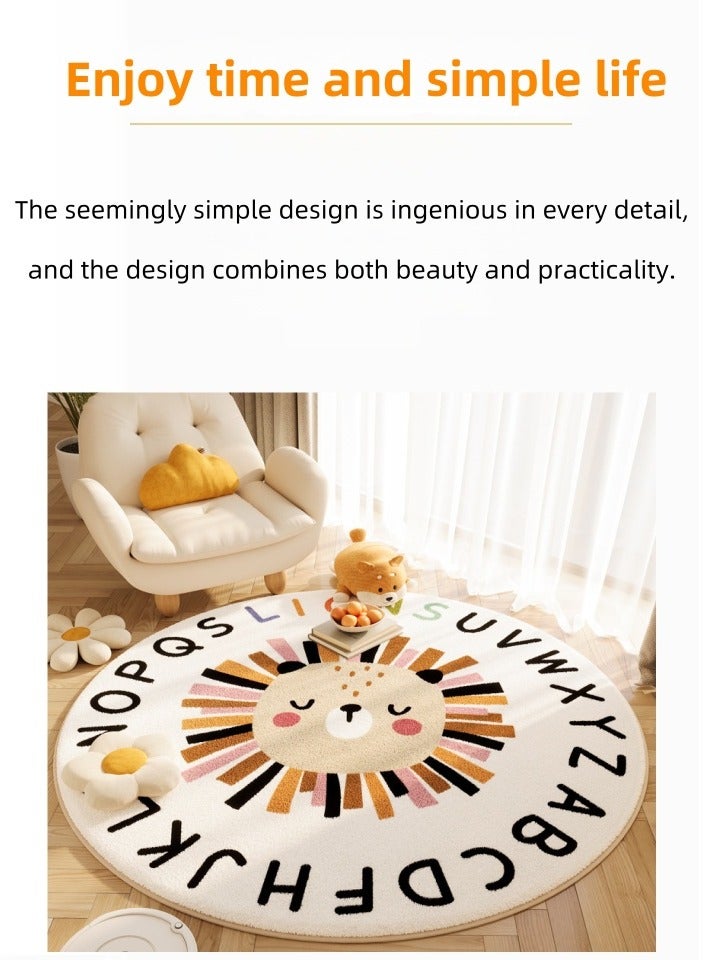 سجادة أطفال دائرية برسومات كرتونية، قابلة للغسل، سجادة زحف للأولاد والبنات، سجادة دائرية لطيفة، مناسبة لغرف الأطفال وغرف النوم وغرف اللعب، مضادة للانزلاق، قابلة للغسل، سجادة أرضية دائرية تعليمية لتزيين المنزل. مصنوعة من الكشمير الصناعي الناعم، (100*100 سم). - Image 5