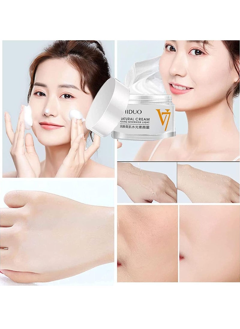 2PCS Natural Cream Young Skin Water Light, Moisturising Tone-Up Cream, V7 Deep Hydration Waterlight Makeup Cream, Korean Moisturising Face Cream (40g * 2)