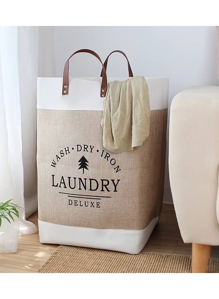 1pc Large Capacity Foldable Laundry Hamper with EVA Material - Durable Storage Basket with Handles for Clothes, Toys, Home Organization - Image 1