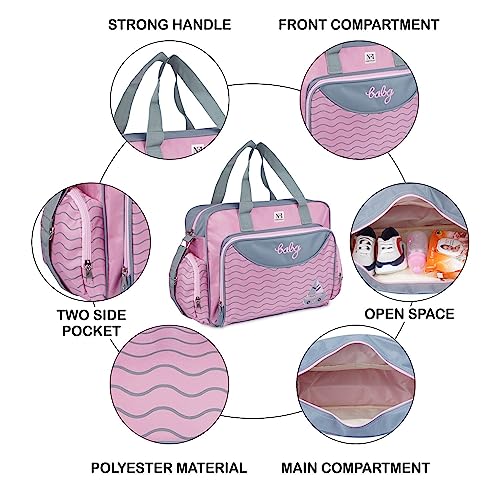 NFI essentials Newborn Baby Diaper Changing Mother Bag Baby Things Carry Bags for Mothers Maternity Hospital Bag for Mom and Baby Daiper Bags (BB-3-Pink) - Image 3
