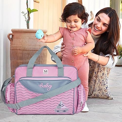NFI essentials Newborn Baby Diaper Changing Mother Bag Baby Things Carry Bags for Mothers Maternity Hospital Bag for Mom and Baby Daiper Bags (BB-3-Pink) - Image 5
