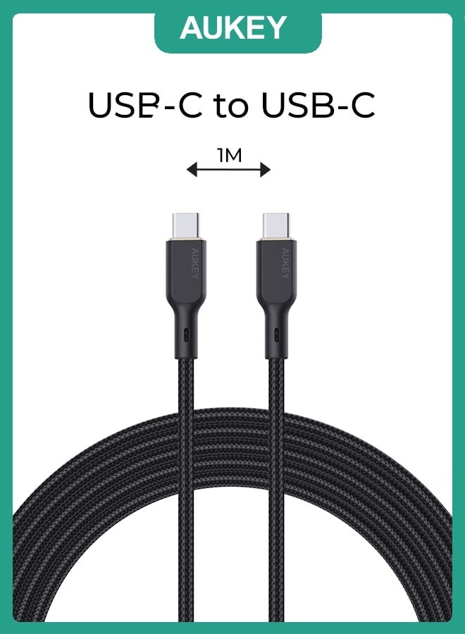 أوكي كيبل 100 واط سليكون مقوى شحن و مزامنة USB-C إلى USB-C طول 1م SCC101 أسود أسود - Image 2