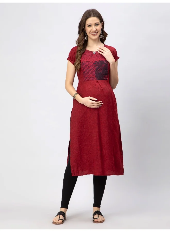 CEE 18 Women's Cotton Rayon Straight Maternity Feeding Kurti For Feeding with Zippers