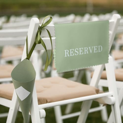 Breling Reserved Chair Signs Wedding Reserved Seating Signs for Church Pews 118 x 177 Inch Cloth Placeholder with Printed Words for Ceremony RestaurantsSage Green12 Pcs - Image 3