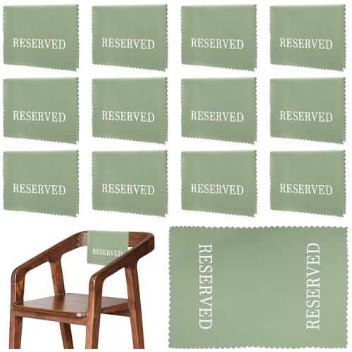 Breling Reserved Chair Signs Wedding Reserved Seating Signs for Church Pews 118 x 177 Inch Cloth Placeholder with Printed Words for Ceremony RestaurantsSage Green12 Pcs - Image 1