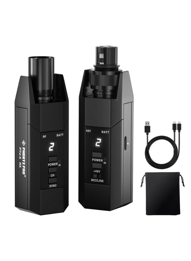 Phenyx Pro PTU-X Plug-On XLR Wireless Transmitter Receiver System – 16 UHF Frequencies, Professional Audio For DSLR, Mixer, And PA System - Image 1