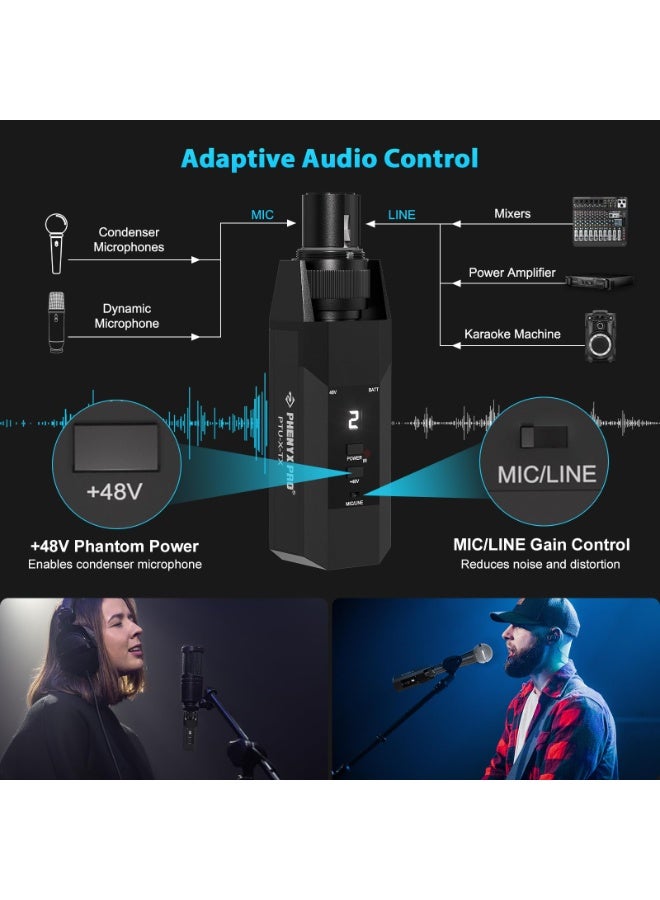 Phenyx Pro PTU-X Plug-On XLR Wireless Transmitter Receiver System – 16 UHF Frequencies, Professional Audio For DSLR, Mixer, And PA System - Image 4