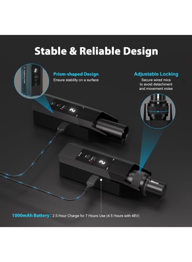 Phenyx Pro PTU-X Plug-On XLR Wireless Transmitter Receiver System – 16 UHF Frequencies, Professional Audio For DSLR, Mixer, And PA System - Image 5