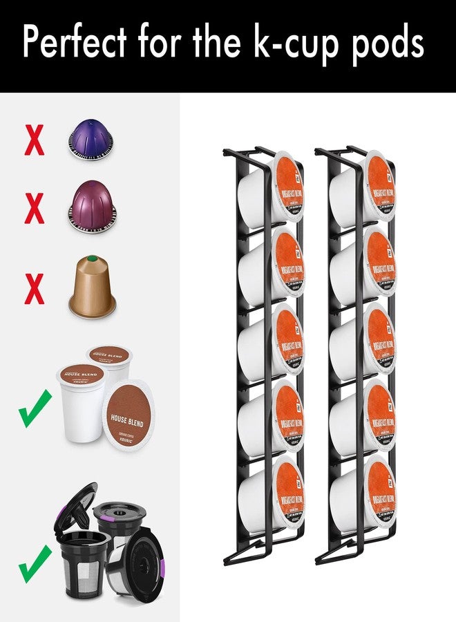 KES Coffee Pod Holder for Keurig, Side Mount Coffee Pod Holder Adhesive, Sturdy Metal K Cup Organizer and Storage, Matte Black, 2 Pack/For 10 K Cups, KCPH500-BK-P2 - Image 5