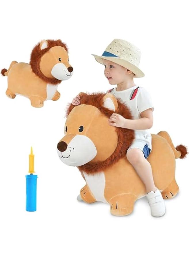 Generic Bouncy Pals Lion Hopper Toy, Toddler Plush Bouncing Animal, Inflatable Ride on Bouncer W/Pump, Indoor Outdoor Hopping Horse, Kid Jumping Toy, Birthday Gift for 2 3 4 5 Year Old Boy Girl - Image 1