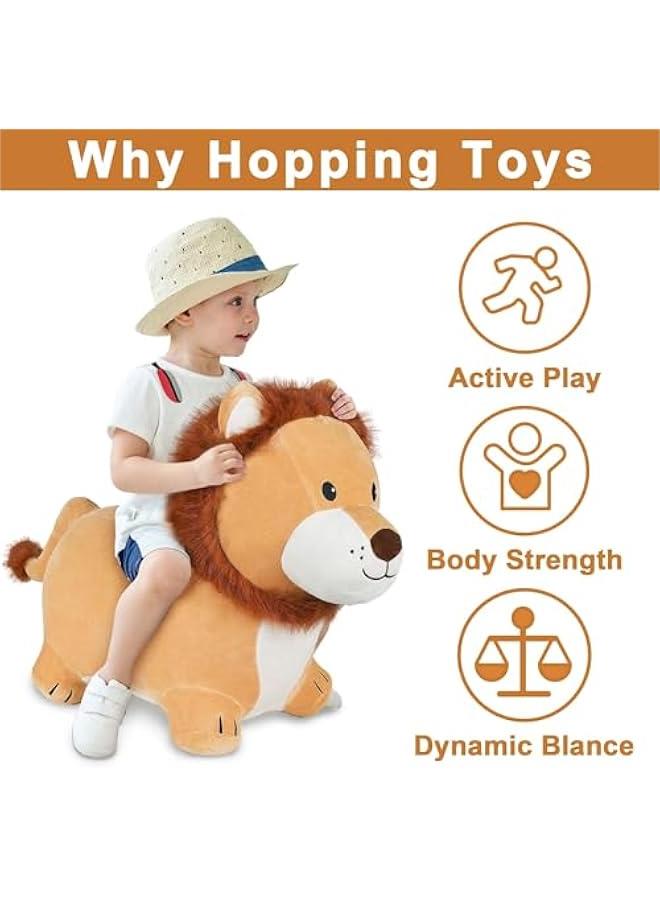 Generic Bouncy Pals Lion Hopper Toy, Toddler Plush Bouncing Animal, Inflatable Ride on Bouncer W/Pump, Indoor Outdoor Hopping Horse, Kid Jumping Toy, Birthday Gift for 2 3 4 5 Year Old Boy Girl - Image 2