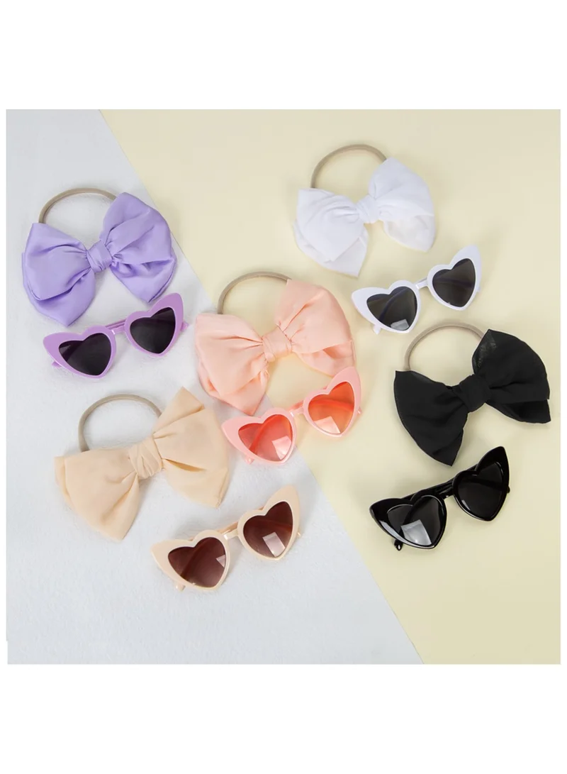 D'Daniela Athena Glasses and Bow Barrette Ponytail Set For Babies and Girls - Baby Pink