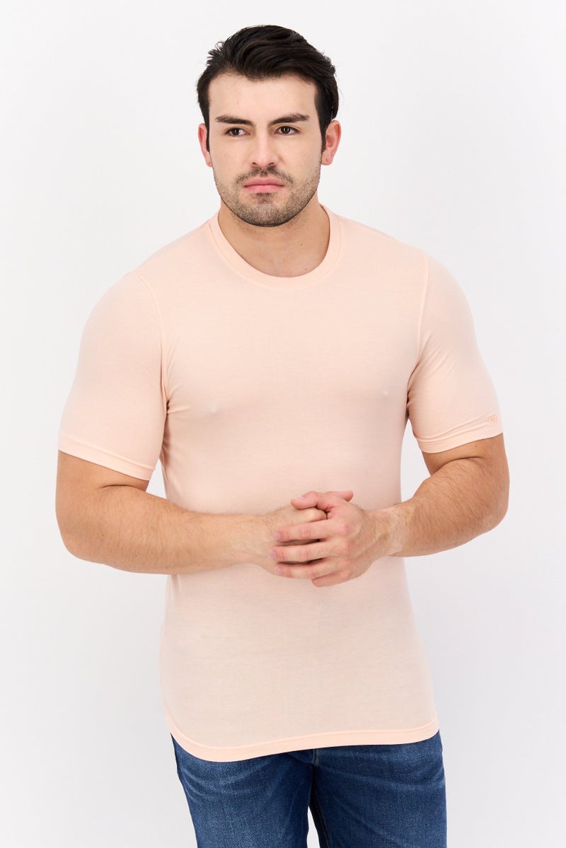Legend Men Crew Neck Short Sleeve Plain T-Shirt, Petal Pink - Image 1