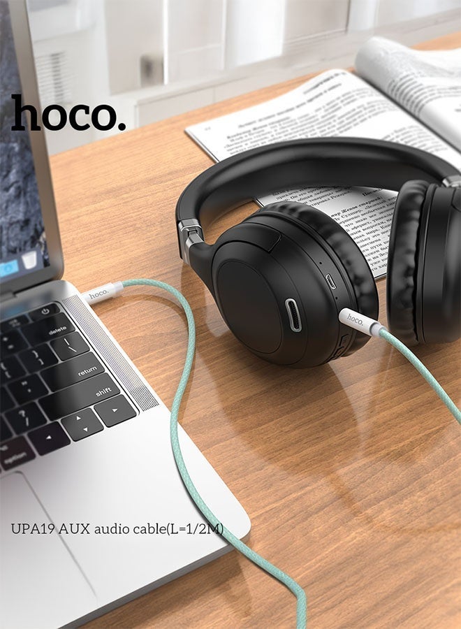 hoco. UPA19 3.5mm to 3.5mm Audio AUX Cable – 1 Meter Green | Premium Stereo Audio Transmission for Smartphones, Car Audio Systems, Headphones & Speakers | Durable, Flexible Design for Hassle-Free Connectivity | Ideal for Music & Calls  - Image 3