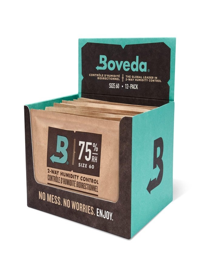 Boveda 75% Two-Way Humidity Control Packs – Size 60 – 12 Pack – Fix Major Moisture Loss/Low RH in Non-Plastic Humidifier – Moisture Absorbers – Individually Wrapped Hydration Packets - Image 1