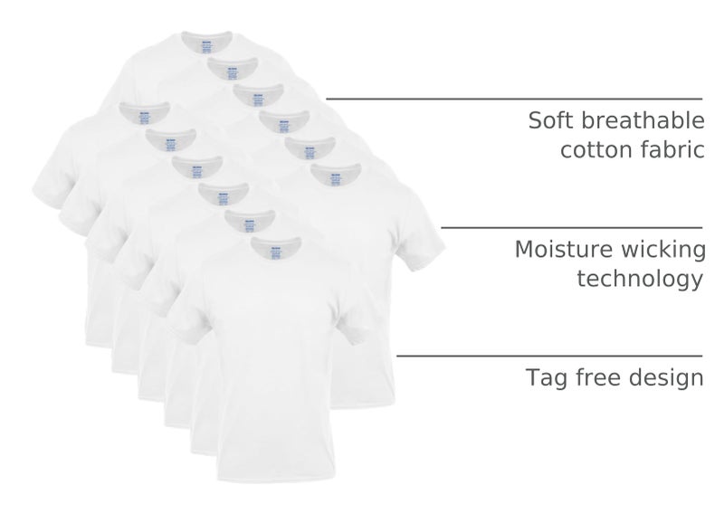 Gildan تي شيرتات جيلدان للرجال، عبوة متعددة، نمط G1100، أبيض (12-عبوة)، كبير جداً - Image 4