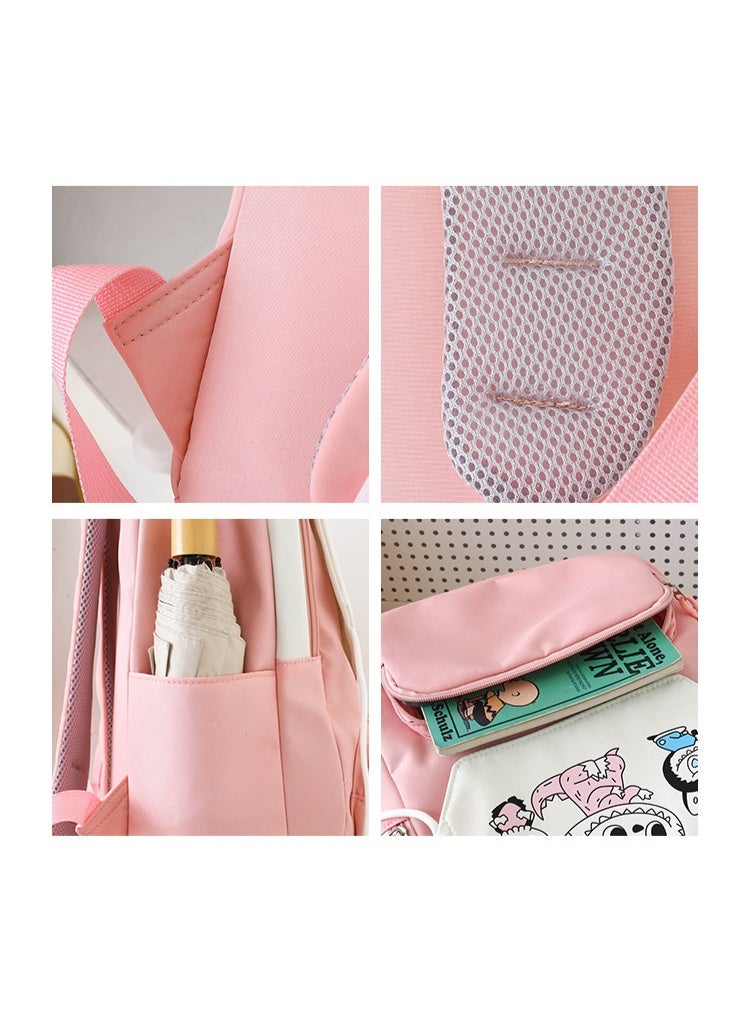 LABUBU Cute Cartoon Large Capacity Student Class Bag Junior High School Student School Bag Female High Value Ins Style Four-Piece Backpack - Image 5